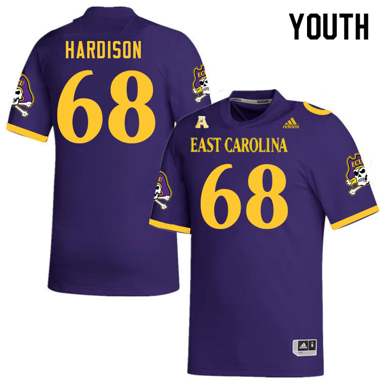 Youth #68 Trey Hardison ECU Pirates 2023 College Football Jerseys Stitched-Purple